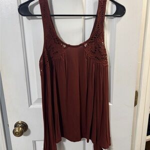 American Eagle Sleeveless Lace Top - Brown